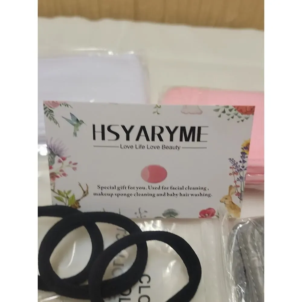 Set of 3 Spa Headbands & 4 Black Hair Ties - New Sweat Band Black White Pink